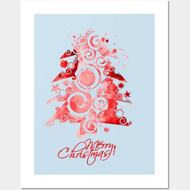 Merry Christmas Colorful tree Wall Art by Mako Design 